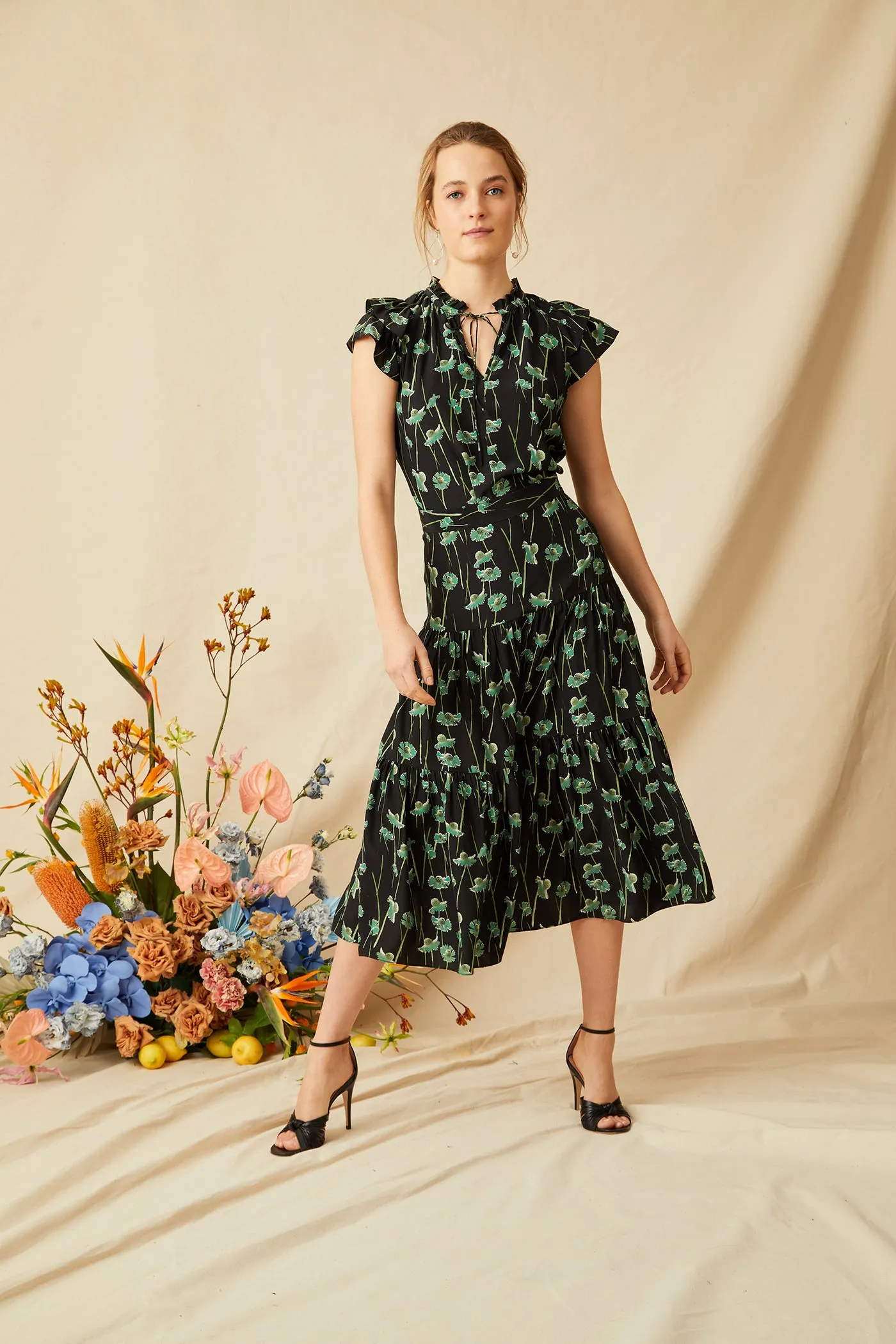 Butterfly Blouse - Lime Spanish Poppy