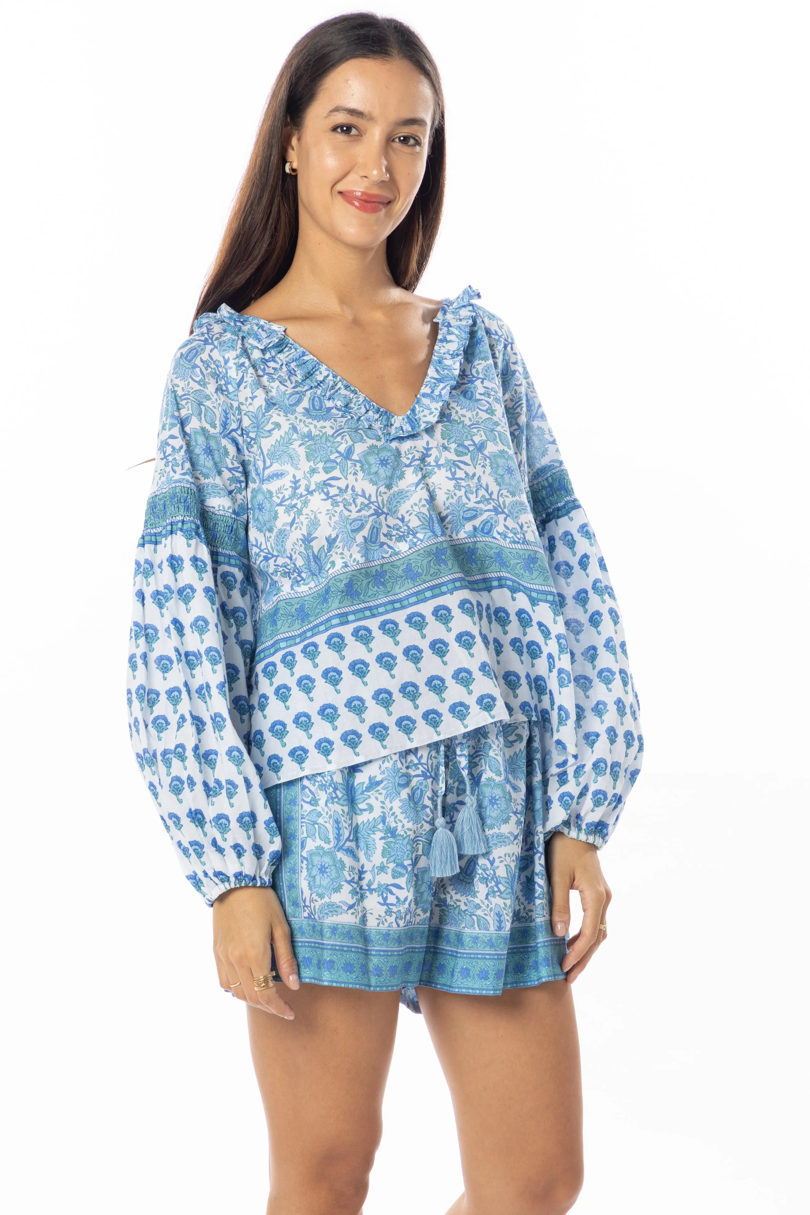 Carlie Top. Blue Garden.