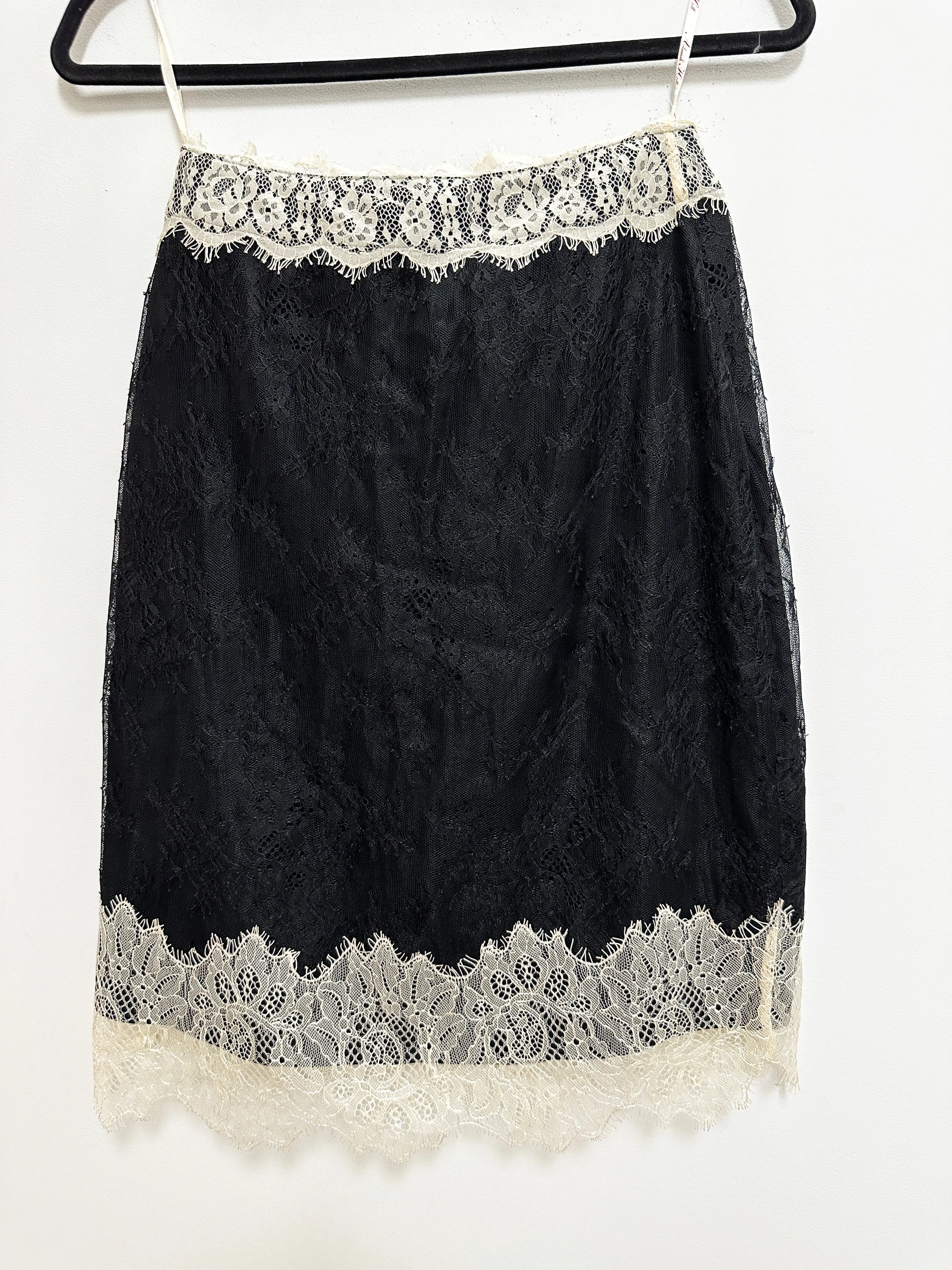 Champagne on the Yacht Skirt in Black and Creme Lace