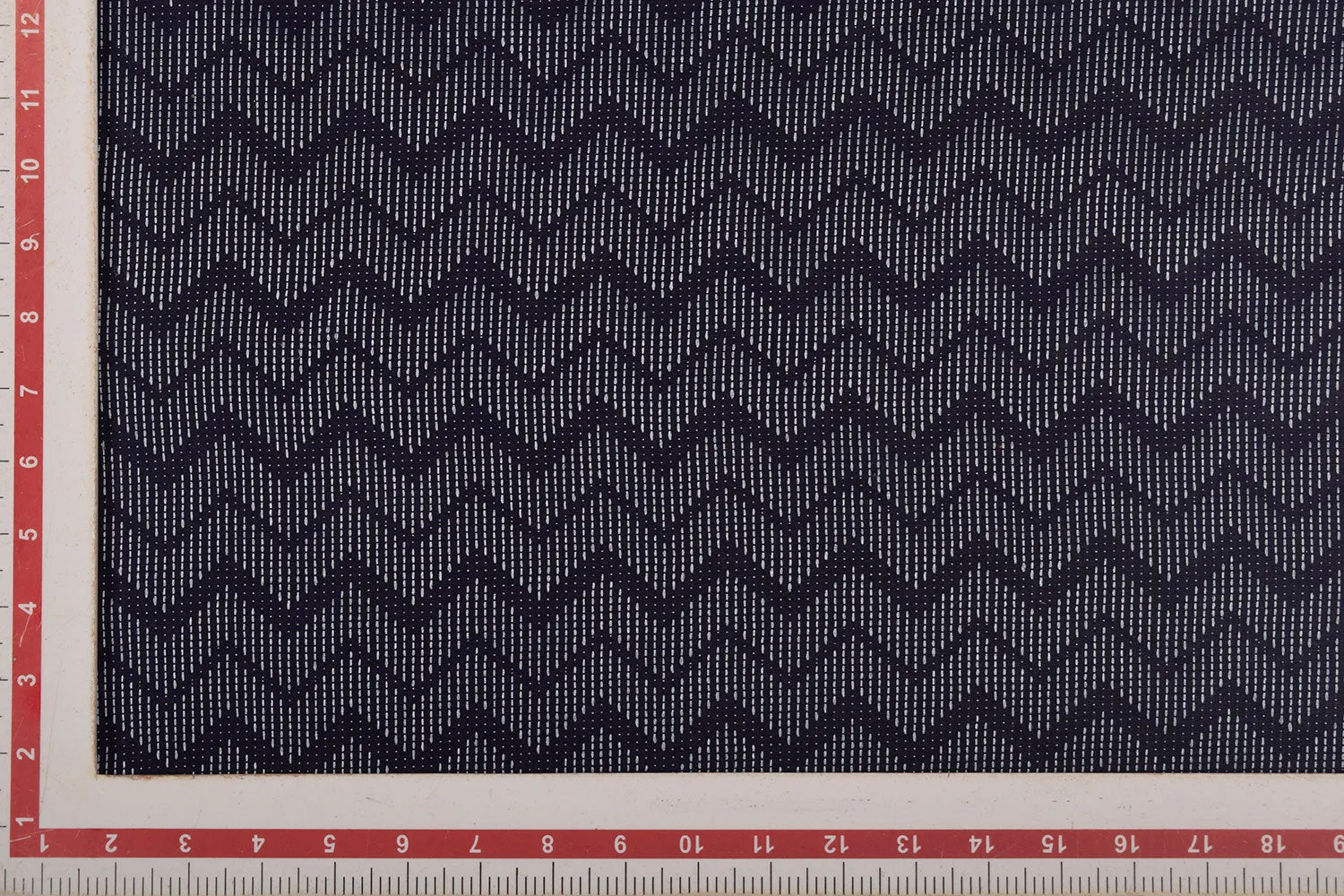 Dark Navy Blue Chevron Cotton Blend Tussar Fabric