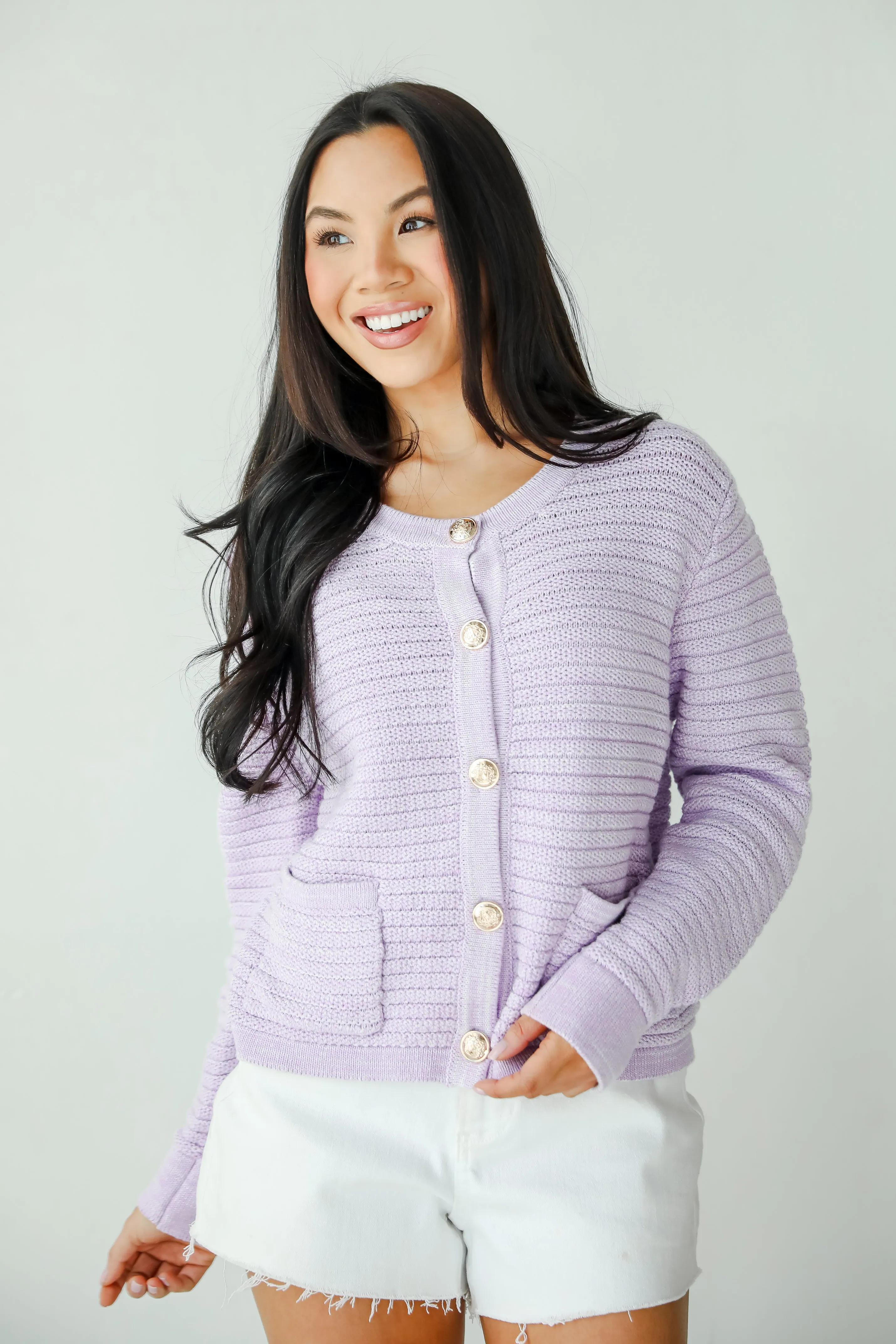 FINAL SALE - Feeling So Cute Lavender Sweater Cardigan