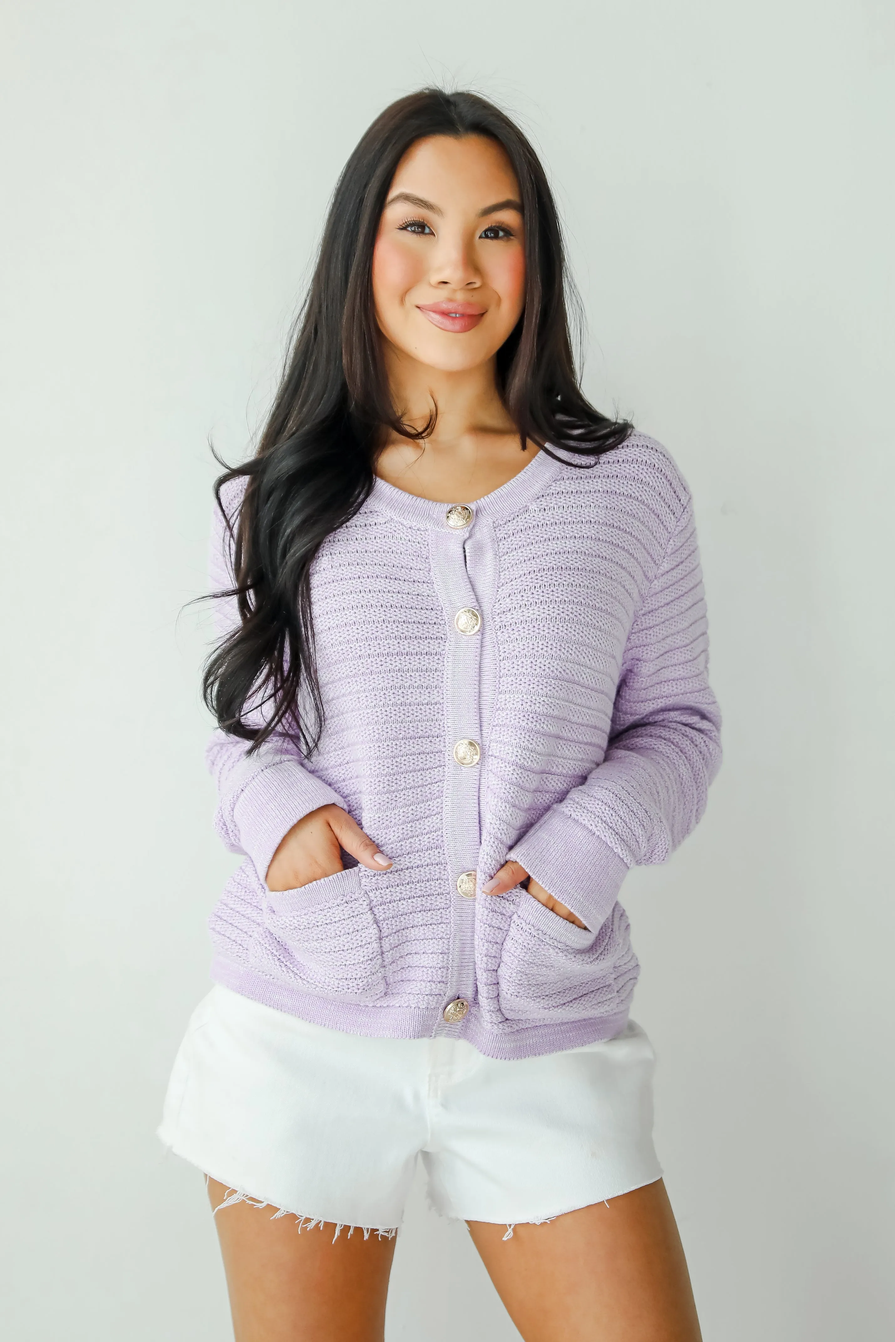 FINAL SALE - Feeling So Cute Lavender Sweater Cardigan