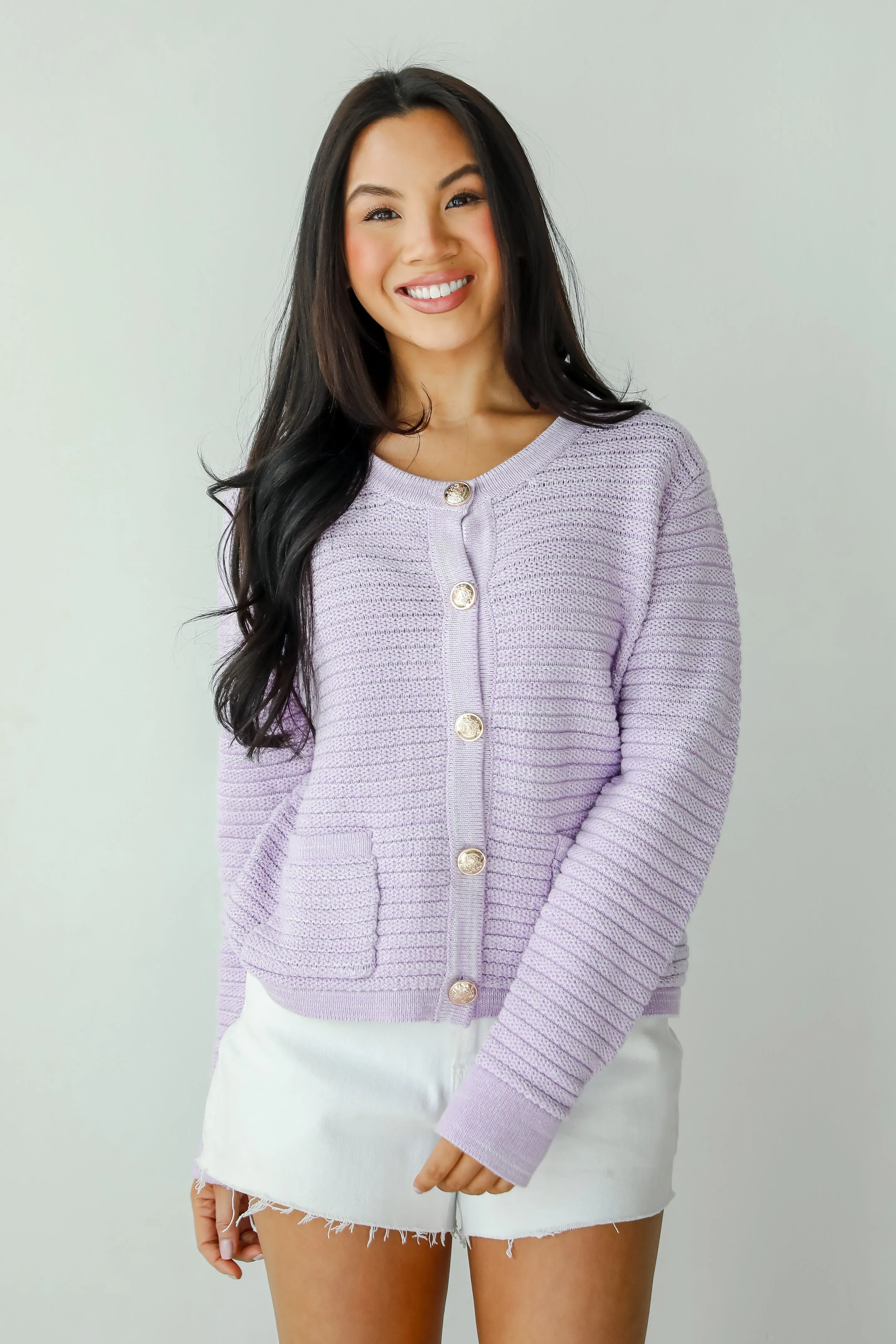 FINAL SALE - Feeling So Cute Lavender Sweater Cardigan