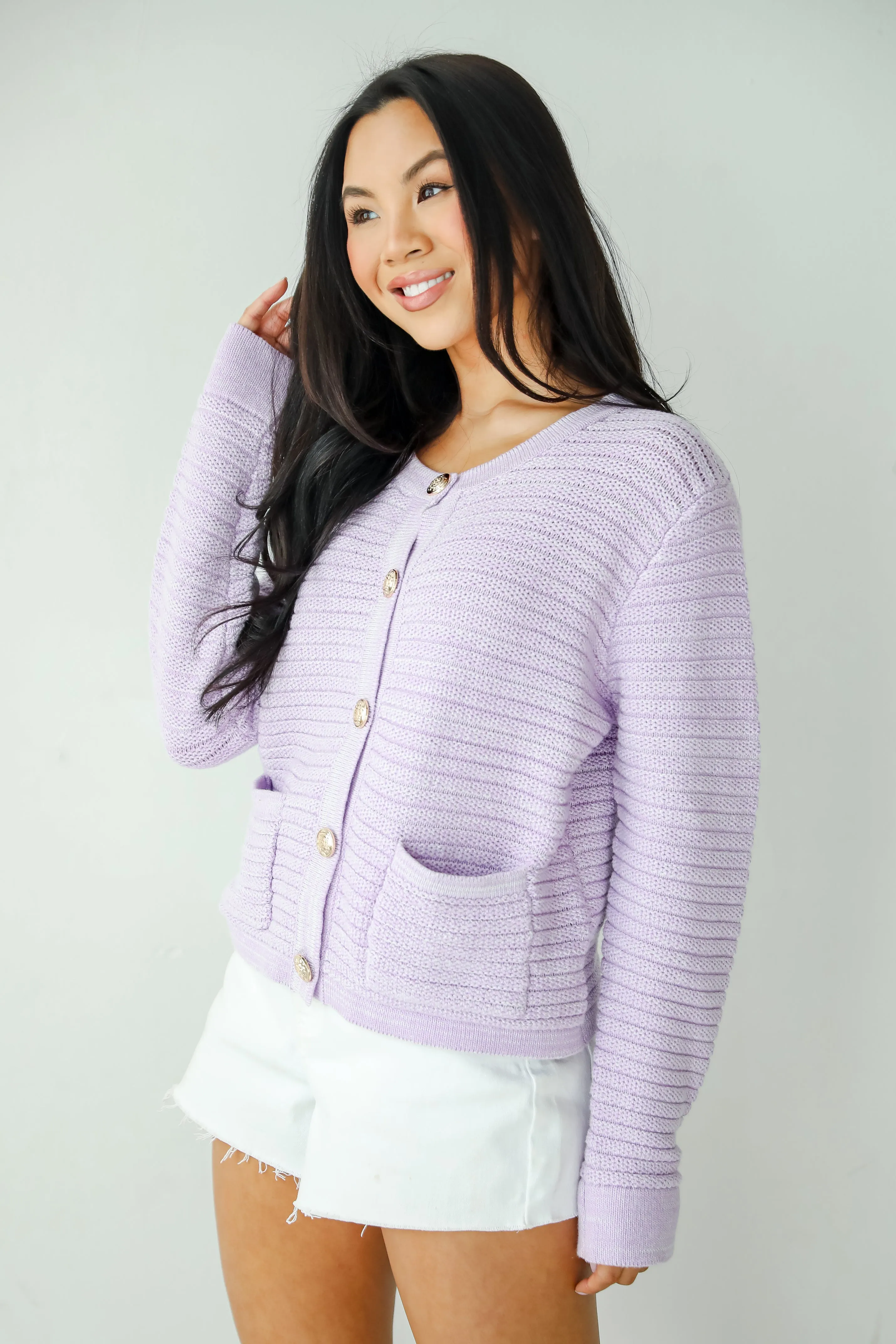 FINAL SALE - Feeling So Cute Lavender Sweater Cardigan